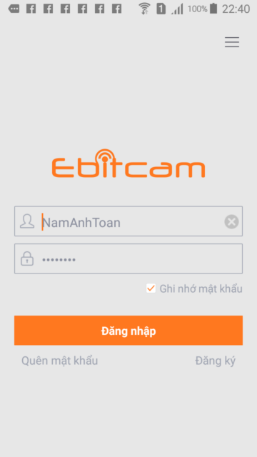 Đăng nhập tài khoản Ebitcam